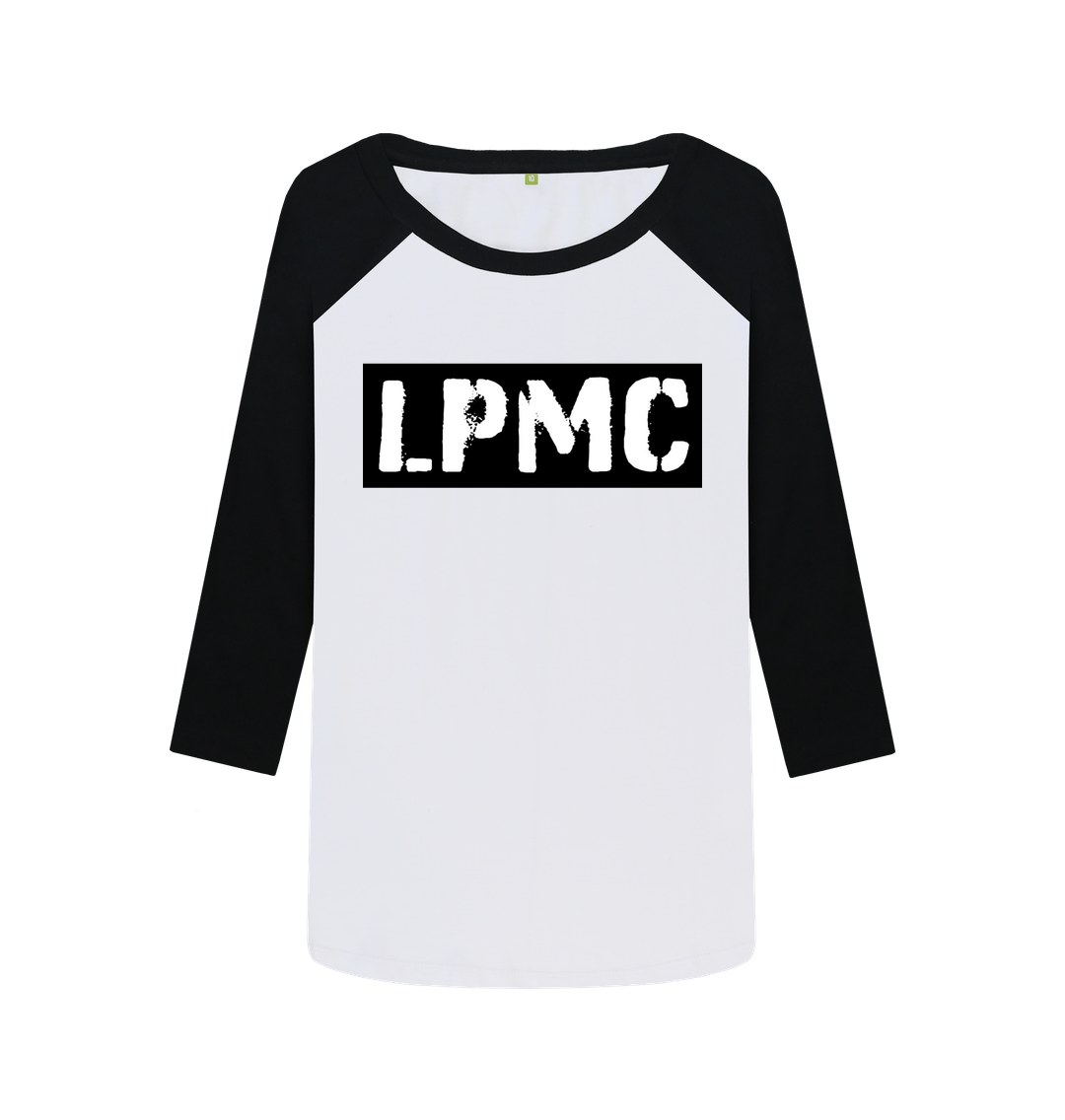 Black-White LPMC Logo Women's Baseball Shirt